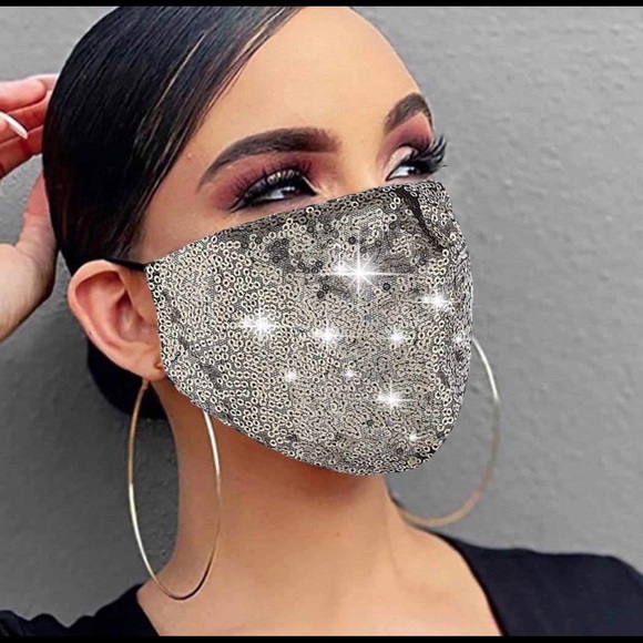 Gold sparkling Reusable Mask - Picture 3 of 3